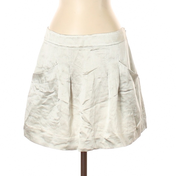Theory Silver Silk Skirt
